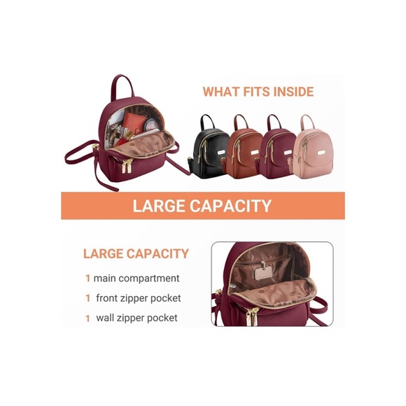 Mini Backpack Purse For Women, Small size Leather Backpacks For Lady Cute Walle - Picture 3 of 10